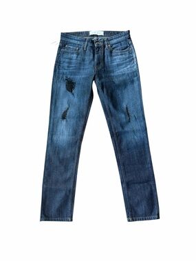 IRO Paris Nancy Distressed Mid Rise Slim Straight Leg Jeans Blue 25 NWT
